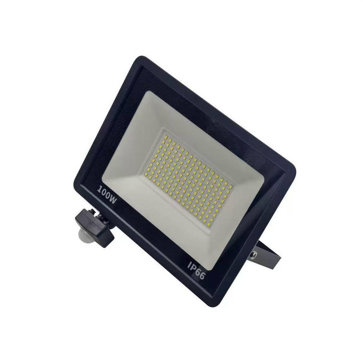SFY 100W PIR sensor LED floodlight with slim black die-cast housing, IP66