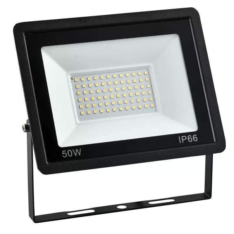 SFY 50W slim DOB LED floodlight with U-bracket, black housing, IP66