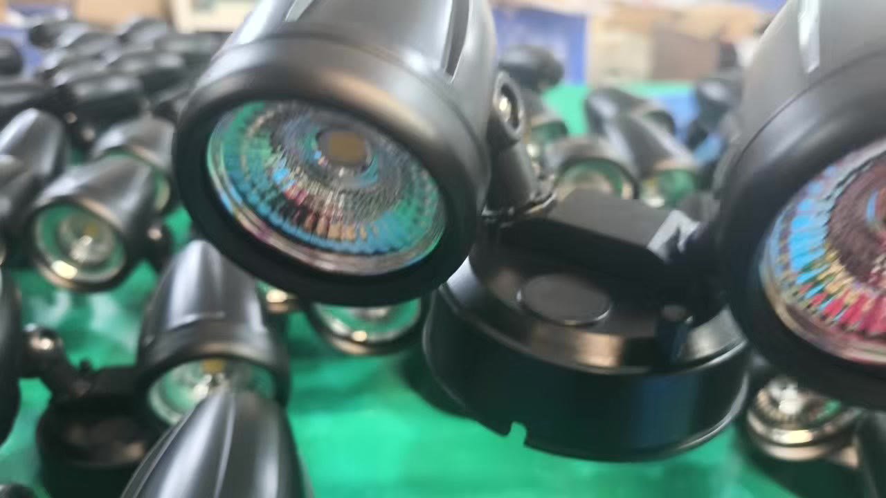 Finished LED sensor light assemblies prepared in the production area